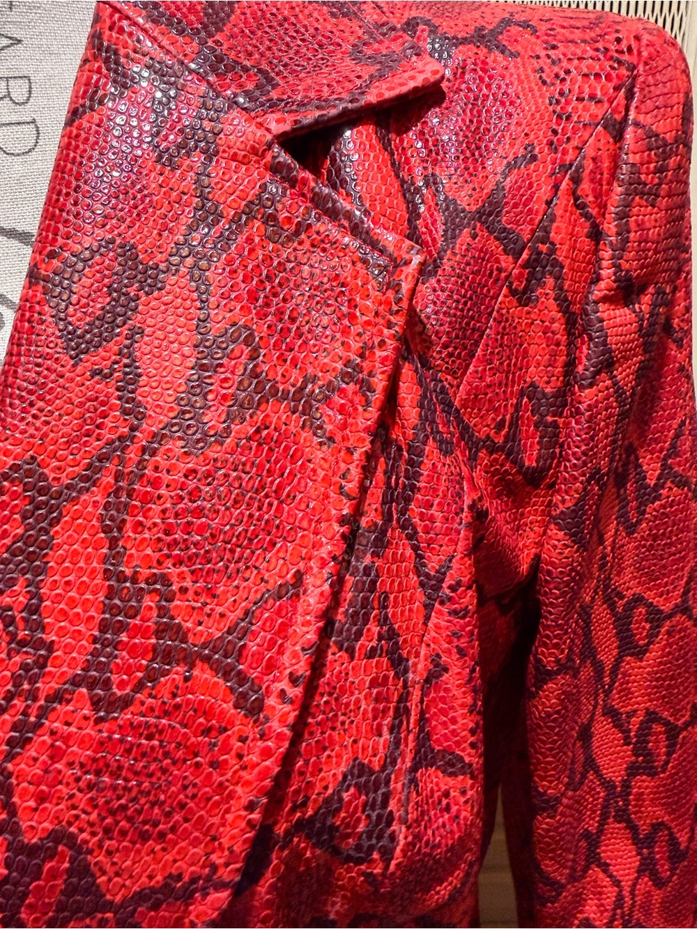 VTG Escada Red Python Snakeskin Embossed Leather Jacket - Picture 3 of 7